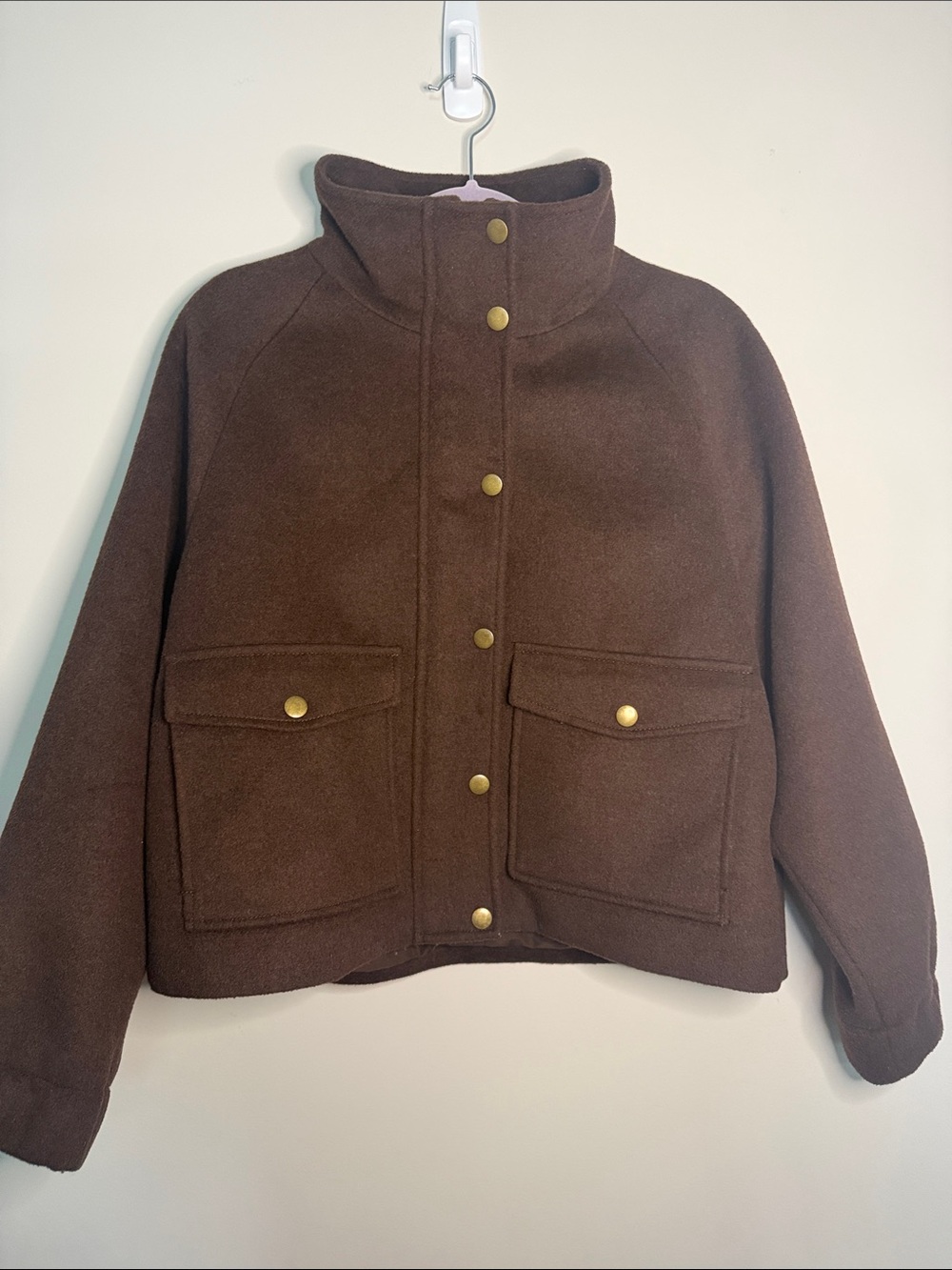 LOFT Brown Snap-Front Pea Coat